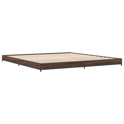 vidaXL Estructura cama madera ingeniería metal marrón roble 160x200 cm