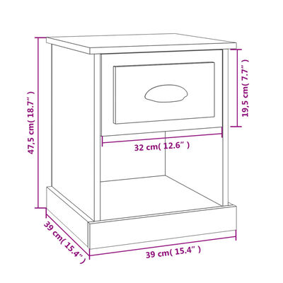 vidaXL Mesitas de noche 2 uds madera contrachapada gris 39x39x47,5 cm