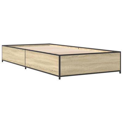 vidaXL Estructura cama madera ingeniería metal roble Sonoma 75x190 cm