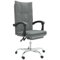 vidaXL Silla de oficina reclinable de tela gris oscuro