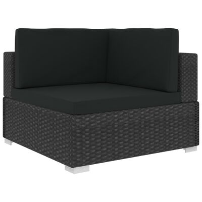 vidaXL Set muebles de jardín 6 piezas y cojines ratán sintético negro