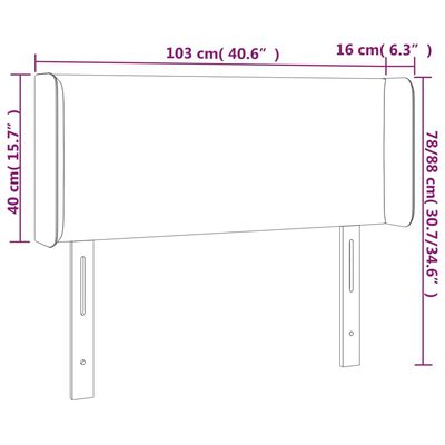 vidaXL Cabecero con LED de tela crema 103x16x78/88 cm