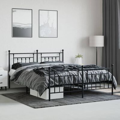 vidaXL Estructura de cama cabecero y estribo metal negro 183x213cm