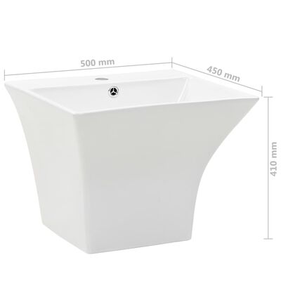 vidaXL Lavabo de pared de cerámica blanco 500x450x410 mm