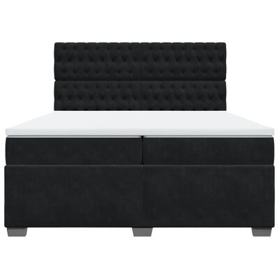 vidaXL Cama box spring con colchón terciopelo negro 200x200 cm