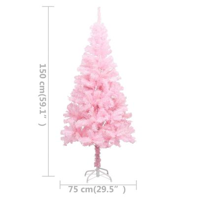 vidaXL Árbol de Navidad preiluminado con luces y bolas rosa 150 cm