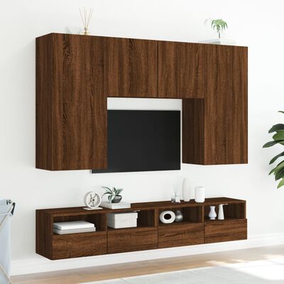 vidaXL Muebles de pared para TV 2 uds madera roble marrón 80x30x30 cm