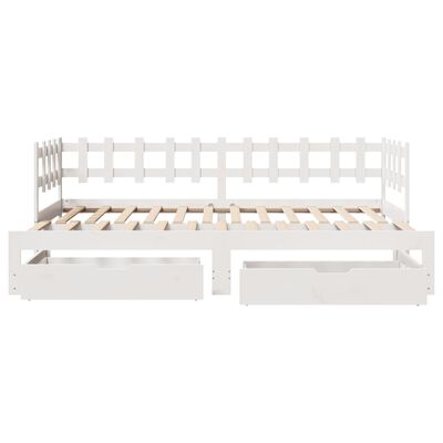 vidaXL Sofá cama nido con cajones madera maciza pino blanca 80x200 cm