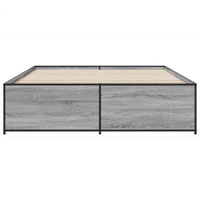 vidaXL Estructura cama madera ingeniería metal gris Sonoma 140x200 cm