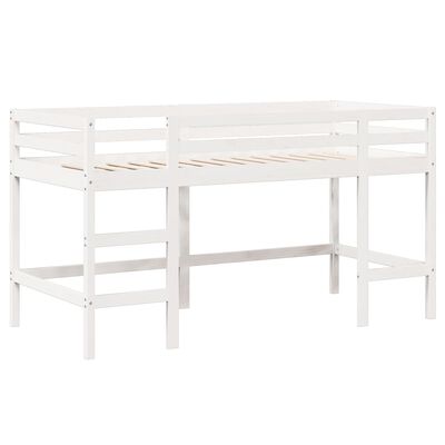 vidaXL Cama alta escalera y techo madera maciza pino blanca 80x200 cm