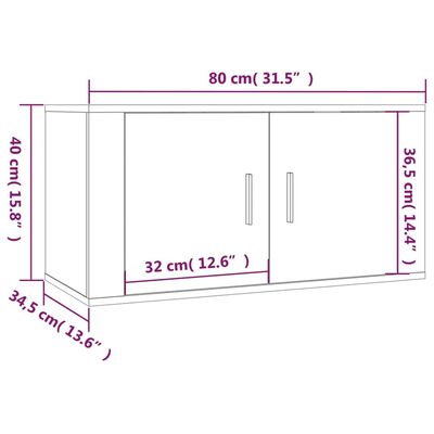 vidaXL Muebles para TV de pared 2 uds gris hormigón 80x34,5x40 cm