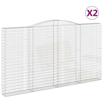 vidaXL Cestas de gaviones 2 uds forma de arco hierro 400x30x220/240 cm