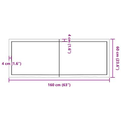 vidaXL Encimera baño madera maciza tratada marrón claro 160x60x(2-6)cm