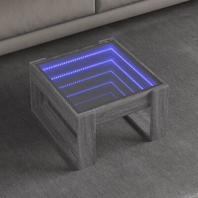 vidaXL Mesa de centro con Infinity LED gris Sonoma 50x53x30 cm