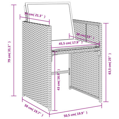 vidaXL Set comedor de jardín con cojines 13 pzas ratán sintético gris