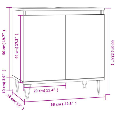 vidaXL Armario de baño madera de ingeniería gris Sonoma 58x33x60 cm