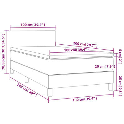 vidaXL Cama box spring con colchón cuero sintético capuchino 100x200cm