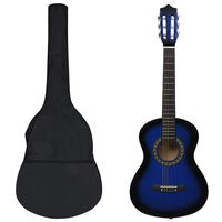 vidaXL Set de guitarra clásica para principiantes 8 pzas azul 1/2 34"