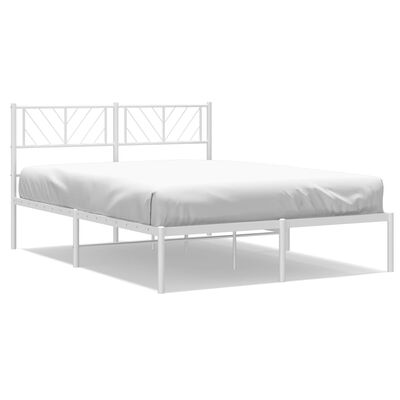 vidaXL Estructura cama sin colchón con cabecero metal blanco 135x190cm