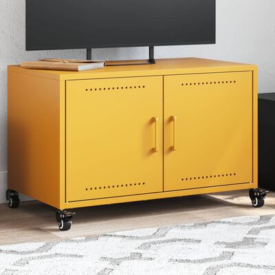 vidaXL Mueble de TV acero amarillo mostaza 68x39x43,5 cm