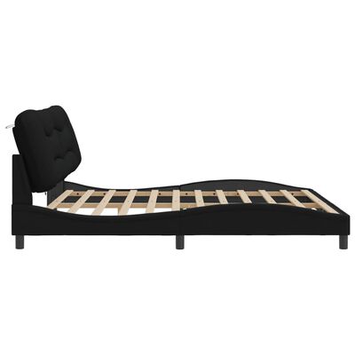 vidaXL Estructura de cama con luces LED tela negro 200x200 cm