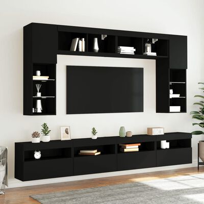 vidaXL Muebles de TV de pared con luces LED 2 uds negro 60x30x40 cm