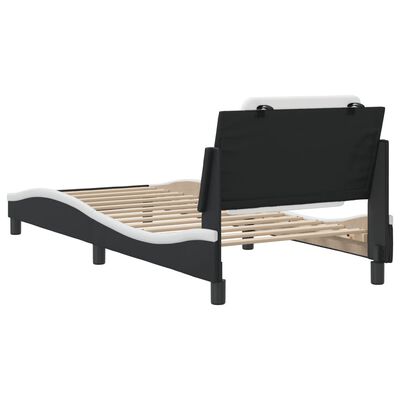 vidaXL Estructura de cama con cabecero cuero sintético negro y blanco