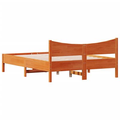 vidaXL Cama sin colchón madera maciza de pino marrón cera 140x200 cm