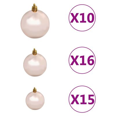 vidaXL Árbol de Navidad preiluminado con luces y bolas rosa 210 cm