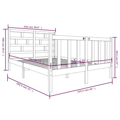 vidaXL Estructura de cama madera maciza de pino 120x190 cm