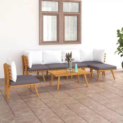 vidaXL Muebles de jardín 7 piezas con cojines madera maciza de acacia