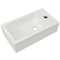 vidaXL Lavabo con agujero grifo rectangular cerámica 46x25,5x12 blanco