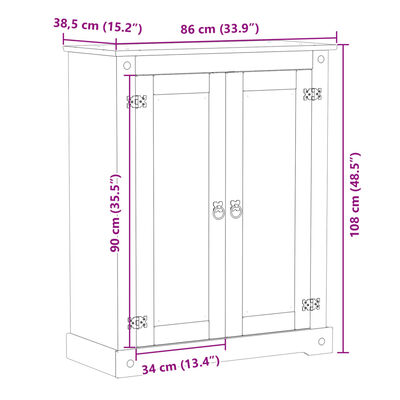 vidaXL Mueble zapatero Corona madera maciza de pino 86x38,5x108 cm