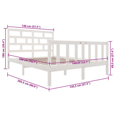 vidaXL Estructura de cama de madera maciza de pino blanco 140x200 cm