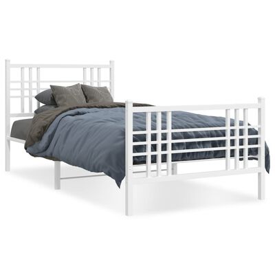 vidaXL Estructura cama sin colchón con estribo metal blanco 100x190 cm