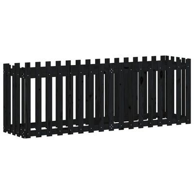 vidaXL Arriate elevado jardín con valla madera pino negro 200x50x70cm