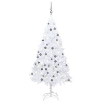 vidaXL Árbol de Navidad preiluminado con luces y bolas blanco 150 cm