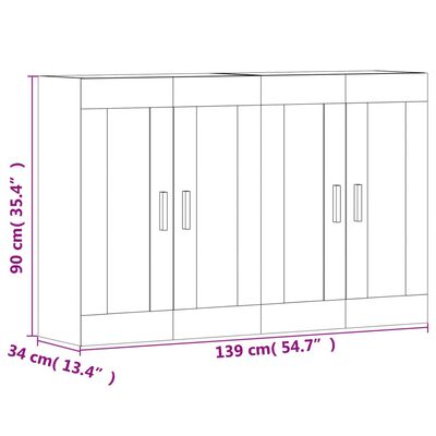 vidaXL Armarios de pared 2 uds madera de ingeniería roble ahumado