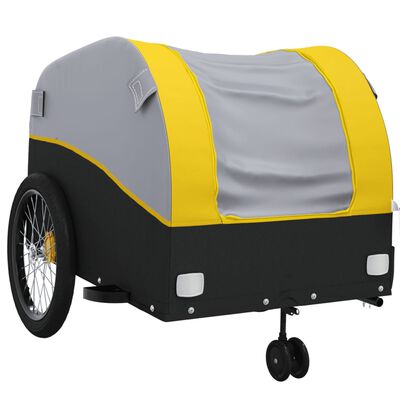 vidaXL Remolque para bicicleta hierro negro y amarillo 45 kg