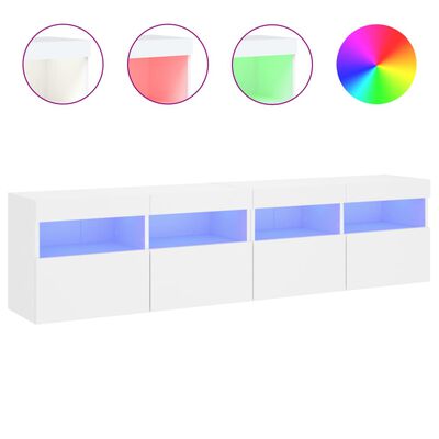 vidaXL Muebles de TV de pared con luces LED 2 uds blanco 80x30x40 cm