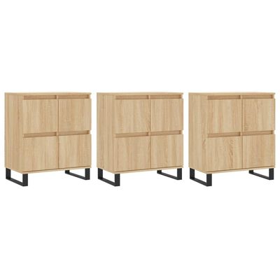 vidaXL Aparadores 3 uds madera contrachapada color roble sonoma