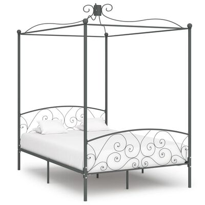 vidaXL Estructura cama con dosel sin colchón metal gris 140x200 cm