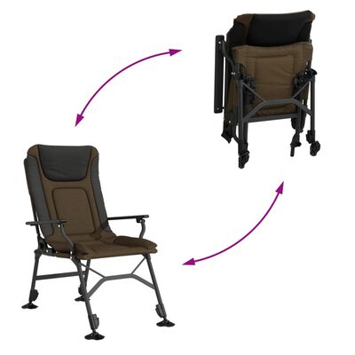 vidaXL Silla de pesca con reposabrazos plegable taupe