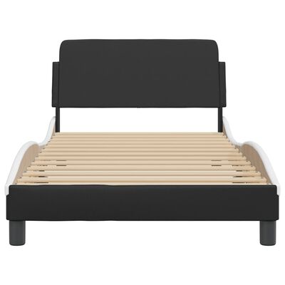 vidaXL Estructura de cama con cabecero cuero sintético negro y blanco