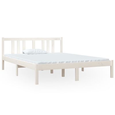 vidaXL Estructura de cama de madera maciza blanca 140x190 cm