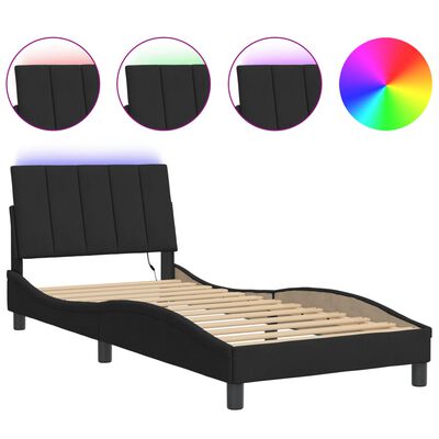 vidaXL Estructura de cama con luces LED terciopelo negro 80x200 cm