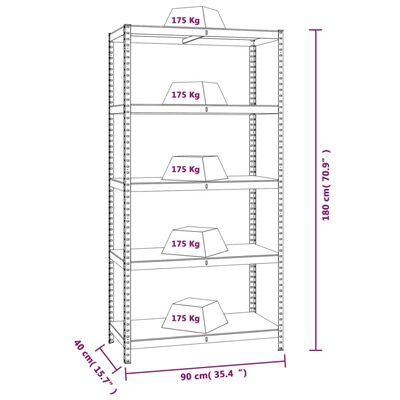 vidaXL Estantería 5 niveles 2 uds acero y madera contrachapada azul