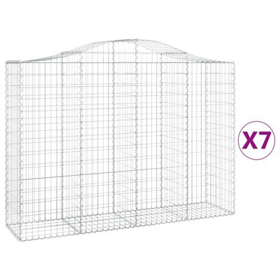 vidaXL Cestas gaviones 7 uds forma de arco hierro 200x50x140/160 cm