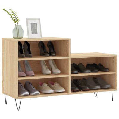 vidaXL Mueble zapatero madera contrachapada roble Sonoma 102x36x60 cm