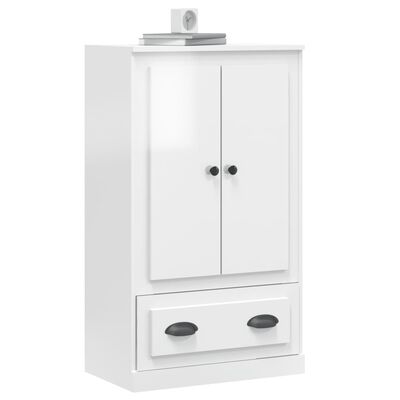 vidaXL Aparador de madera contrachapada blanco brillo 60x35,5x103,5 cm